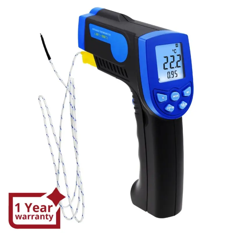 The-218 K-Type Non Contact Lasergrip Infrared Ir 12:1 Thermometer With Thermocouple -30 ~ 550°C (-22~1022°F), Digital Laser Temperature Gun Instrument Meter 1