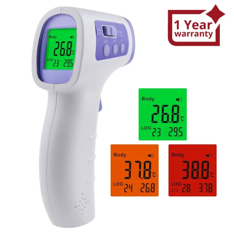 The-261 Non-Contact Digital Laser Infrared Ir Forehead Gun Thermometer Electronic Tester For Kids Baby Adult Human Body & Surface Temperature Tri-Color Backlight With Fever Alarm 1