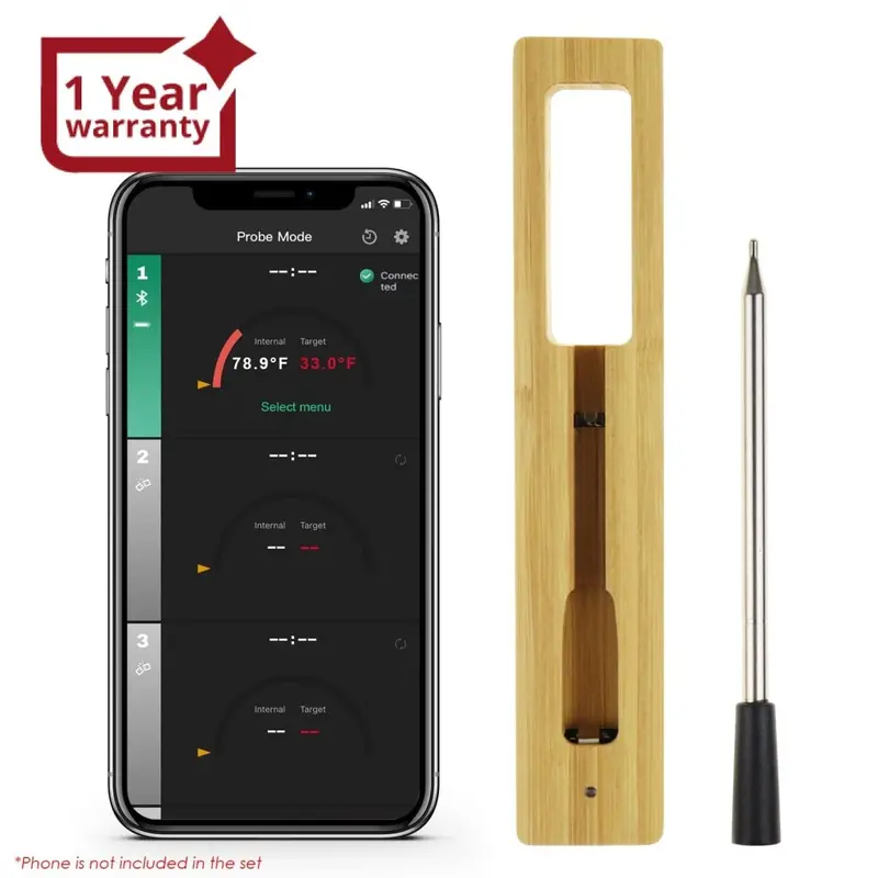 The-372 Wireless Meat Thermometer For Remote Monitoring - Bluetooth Meat Thermometer Digital Cooking Thermometer With 165Ft Wireless Range For Kitchen, Bbq, Oven, Smoker, Grill, And Rotisserie 1