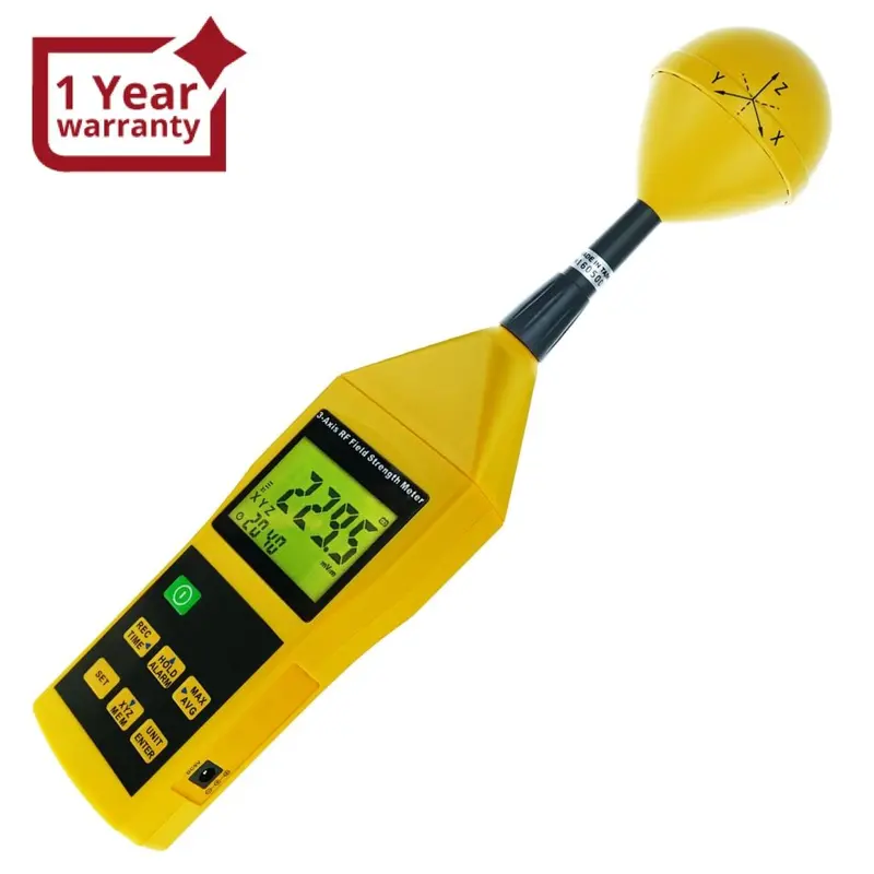 Tm-196 Triaxial Tri-Axis Rf Field Strength Meter Electromagnetic Radiation Tester Detector 10Mhz To 8Ghz With Alarm And Tripod Mounting, Compact, Mini 1
