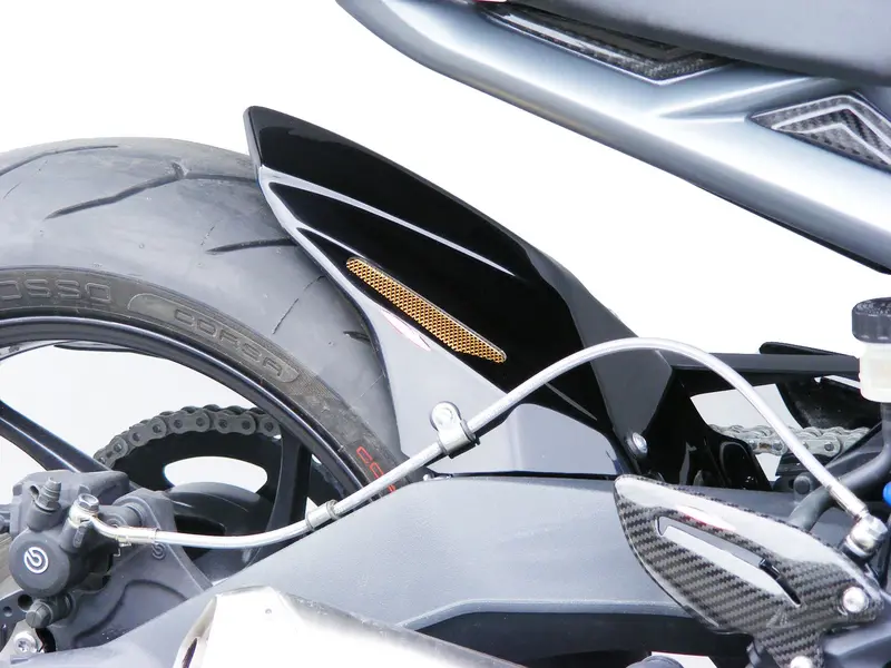 Triumph Street Triple & R Gloss Black & Gold Mesh Rear Hugger Powerbronze 1