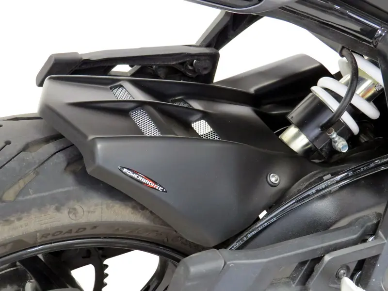 Triumph Tiger 660 Sport  22 > Matt Black & Silver Mesh Rear Hugger By Powerbronze 1