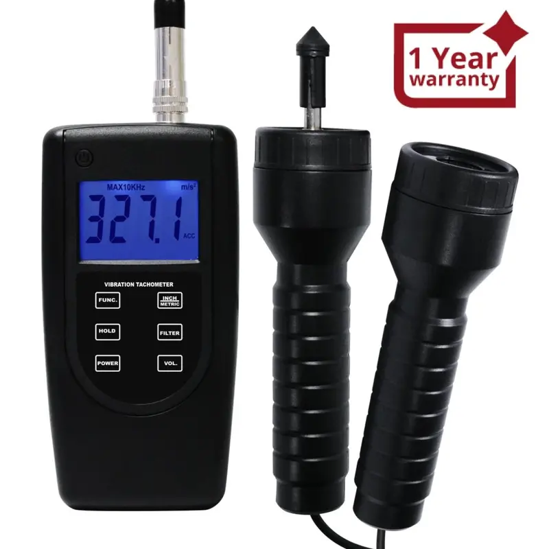 Vm-6370T Vibration Tachometer Meter Piezoelectric Sensor Contact Photo Rotation Rate Tester Vibrometer, Rpm (R/Min) Frequency Hz Rotating Machinery Imbalance Velocity Acceleration Displacement 1