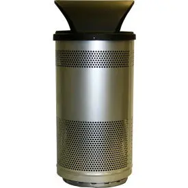 Witt Stadium Series® Perforated Stainless Steel Round Trash Can W/Hood Top, 35 Gallon 1