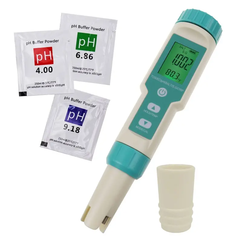 Wqm-339 7In1 Pentype Tester Ph / Tds / Ec / Orp / Salinity / S.G. / Temperature Meter Water Tester For Drinking Water, Aquariums, Hydroponics Pools 1