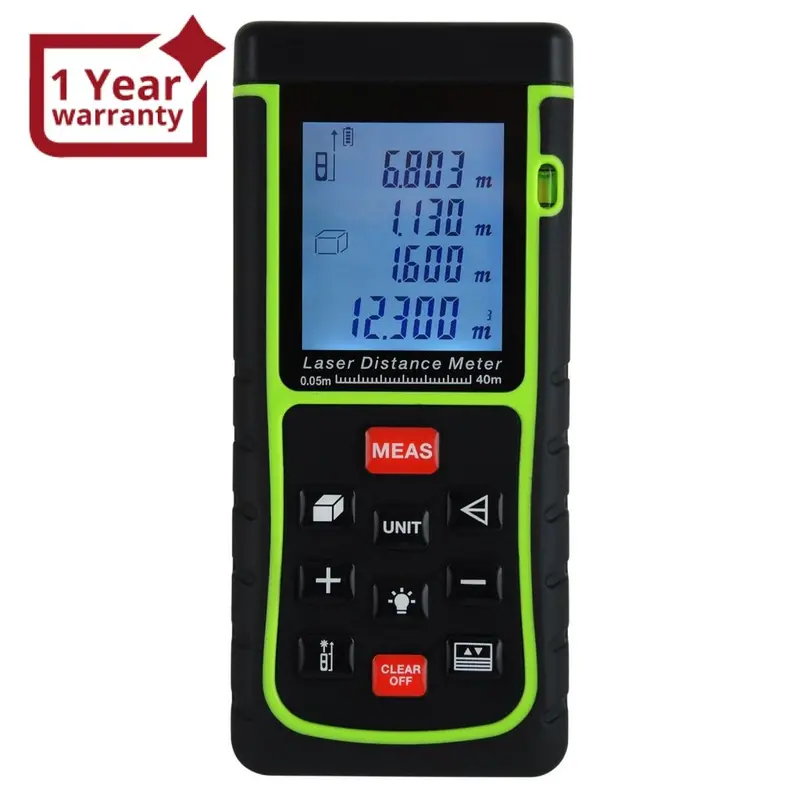 X01rz-E40 Digital 40M Laser Distance Area Volume Pythagorean W/ Spirit Level Range Finder Tool 1