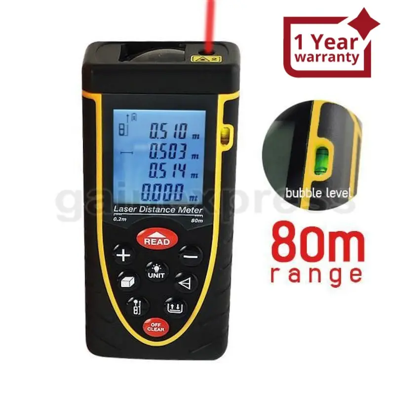 X01rz80 80M Meter ±2Mm Accuracy Laser Distance W/ Bubble Spirit Level 1