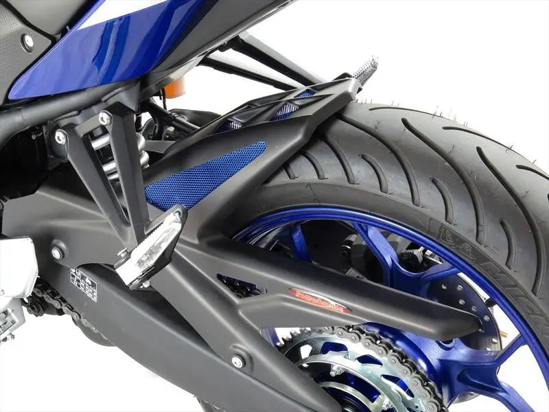 Yamaha Mt-03 2016-2025  Matt Black & Silver Mesh Rear Hugger By Powerbronze 1