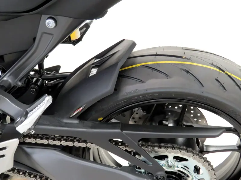 Yamaha Mt-09  2021-2023 Gloss Black & Silver Mesh Rear Hugger By Powerbronze 1