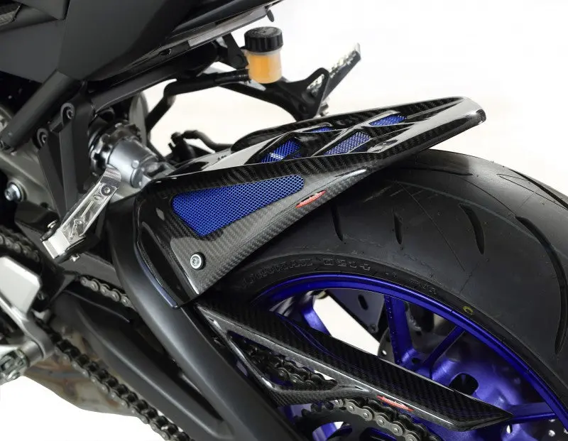 Yamaha Mt-09 & Fj-09 Tracer  15-17 Rear Hugger Gloss Black & Blue Mesh By Powerbronze 1