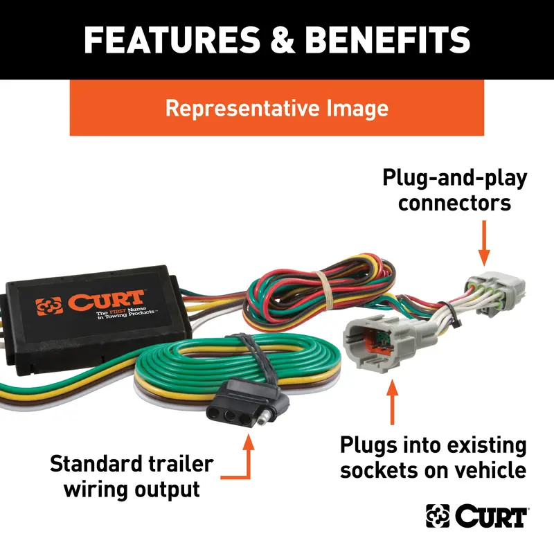 Curt 56120 Custom 4-Way Flat Wiring Harness For Select Ford Edge Models 1
